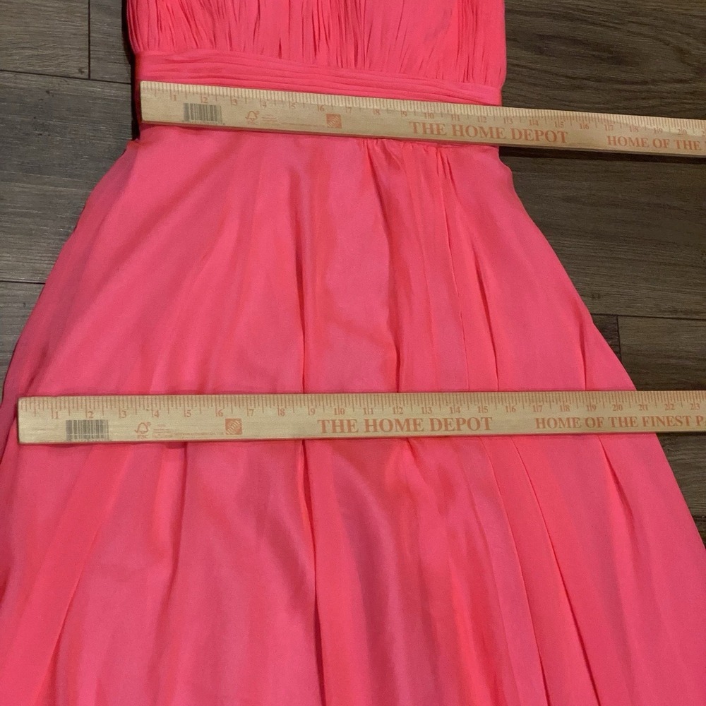 Mac Duggal Hot Pink High Neck Tiered Chiffon Halter Side Slit Gown Size 2 $258 - Picture 12 of 16